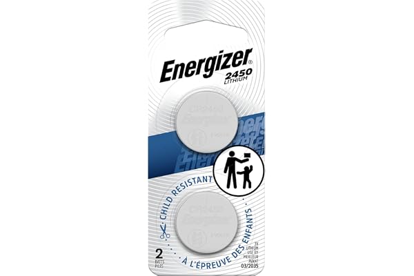 Energizer 2450 3V Lithium Coin Battery, 2 Pack