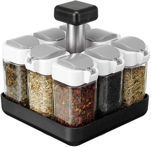 YR 8 Botellas giratorias Estante de Especia Organizador Caddie
