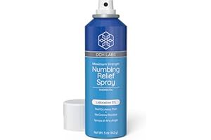 DCH Labs 5% Lidocaine Numbing Spray Maximum Strength Relief, 5 oz, Topical Anesthetic That Sprays at Any Angle, Vegan & Cruelty-Free, Secured with Child Resistant Cap
