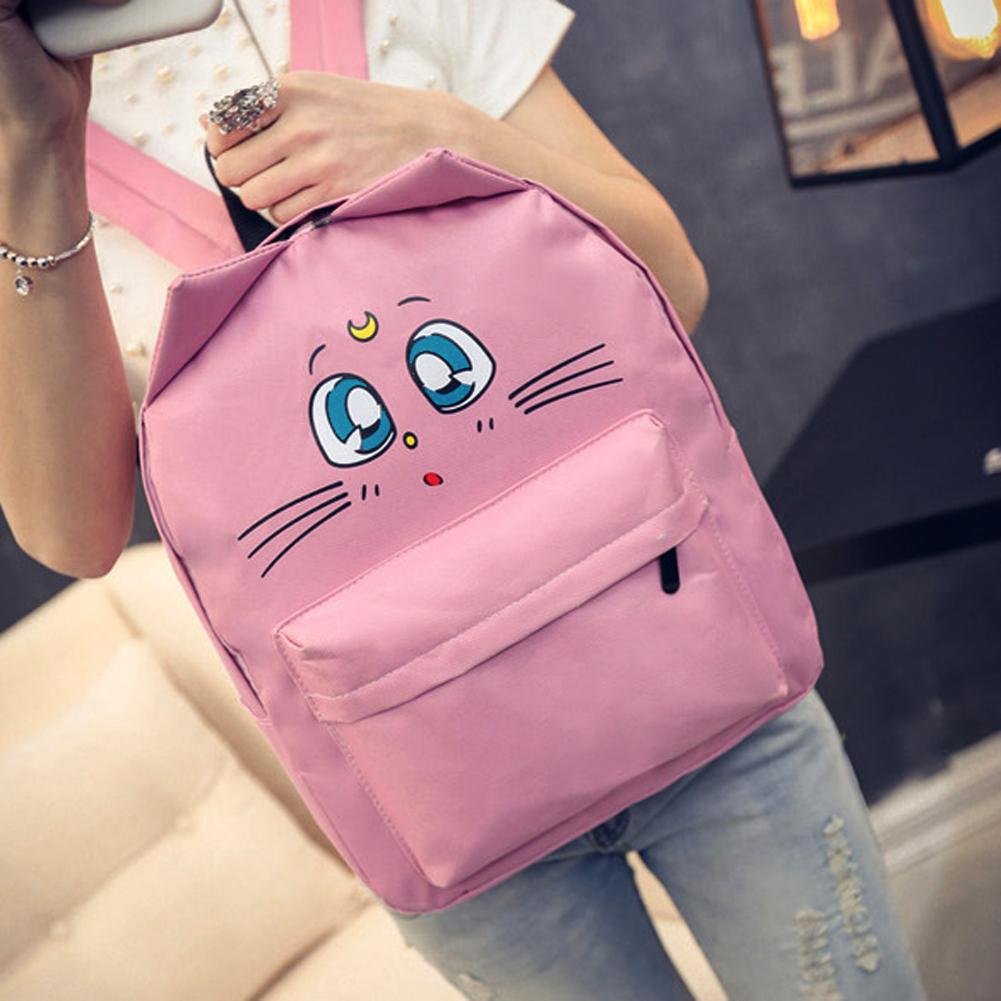 bestvech pink fashion women shoulder bag cat ear canvas cute school bags backpacks