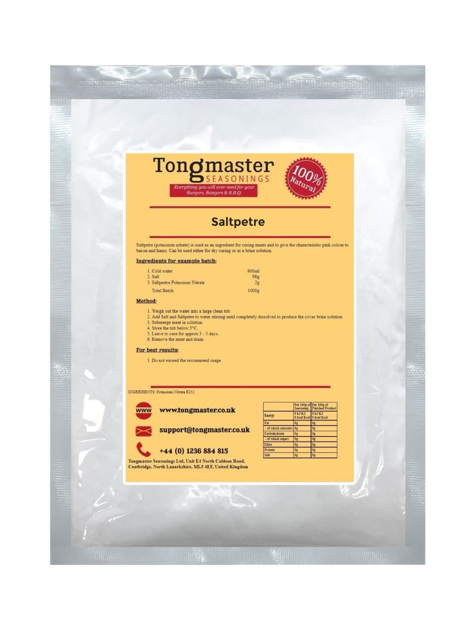 Tongmaster High Purity Saltpetre Potassium Nitrate 1 kg