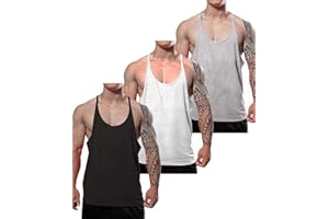 JEEING GEAR Men's Stringer Bodybuilding Workout Gym Tank Tops Training Y Back Cotton