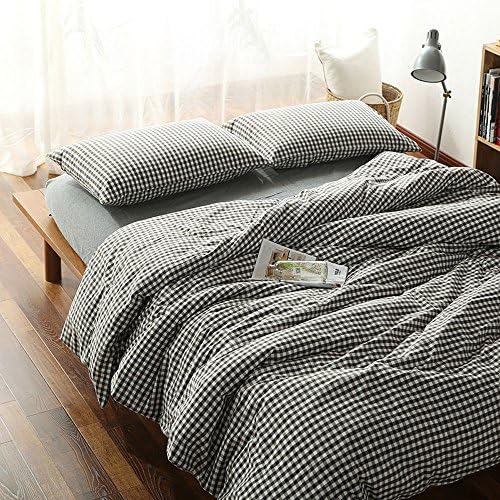 LIZAIA Home Decor Bedding Duvet Cover Set 4 Piece Bed Fitted Sheet Tartan Design Cotton Brushed Velvety Microfiber, Breathable, Extra Soft and Comfortable #11 Full King