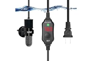 YukiHalu Super Mini Aquarium Heater, 10W 20W 30W Adjustable Fish Tank Heater with External Controller, Overheating Protection