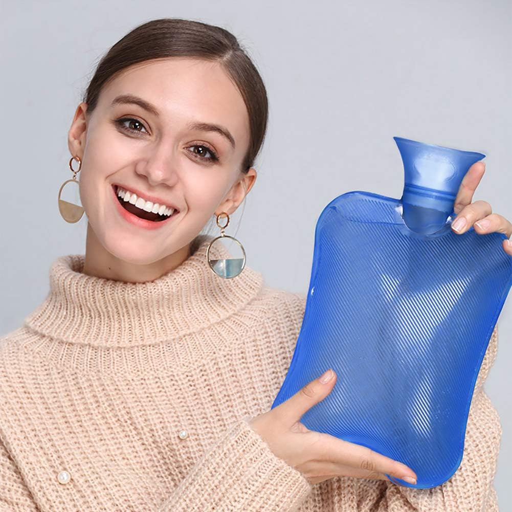 Attmu 3 Pack Classic Rubber Transparent Hot Water Bottles for 3 Different Sizes, 2 Liter, 1 Liter and 0.5 Liter - Blue: Health & Personal Care