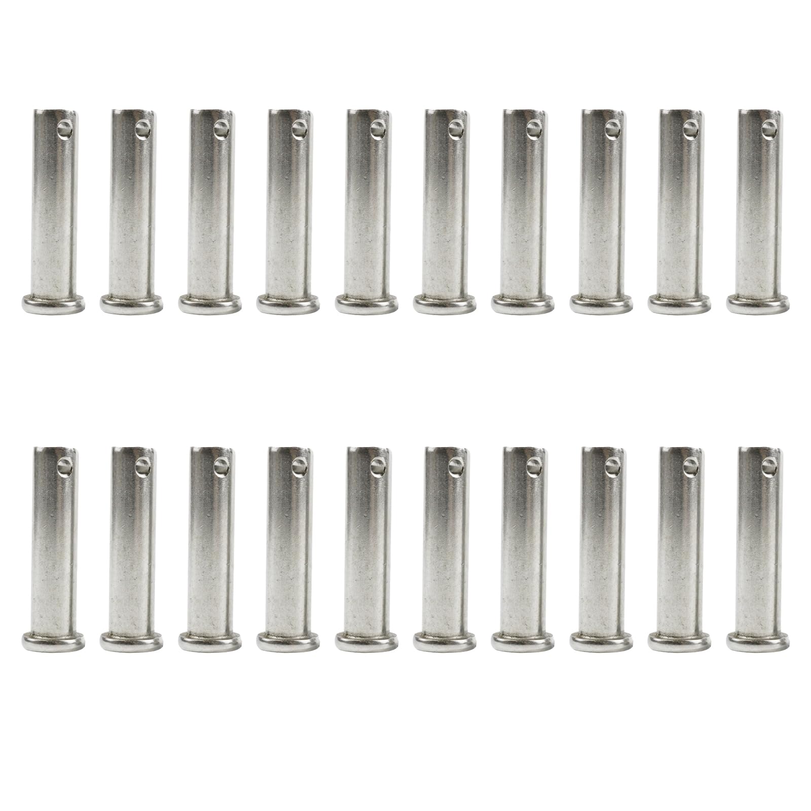 Aoktorkit 20Pcs Single Hole Clevis Pins 3mm x 10mm Stainless Steel Flat Head Pin T Shape Round Pin for Hitch Pin Lock Systems