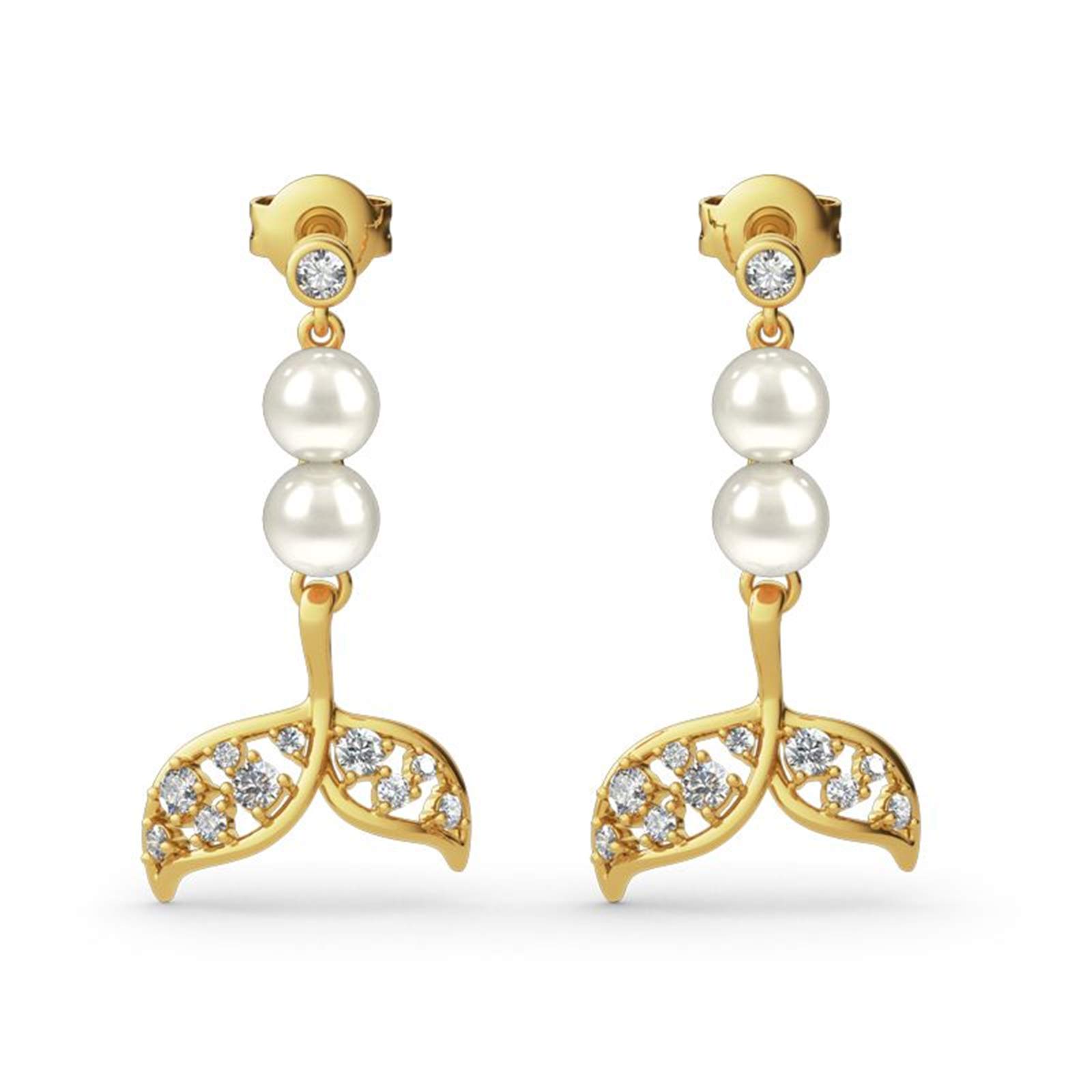 Jeulia"Marine Glamour" Mermaid Tail Cultured Pearl Sterling Silver Earrings Fashion Anniversary Prom