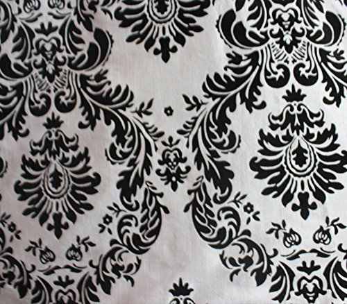 Taffeta Fabric Damask Velvet Flocking 06 BLACK WHITE / 58" Wide / Sold by the Yard