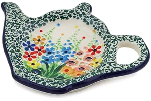 POLMEDIA POLISH POTTERY Authentic Polish Pottery Tea Bag or Lemon Plate Signature UNIKAT in Colors Of The Wind Design Handmade in Bolesławiec Poland by Ceramika Artystyczna + Certificate of Authenticity