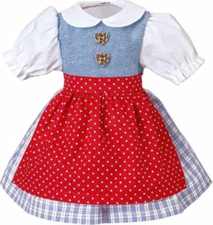 Käthe Kruse 33994 - Dirndl karo, Schürze 39-41 cm, rot
