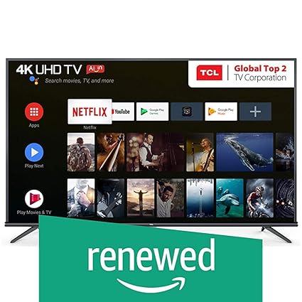 Renewed Tcl 138 78 Cm 55 Inches Ai 4k Uhd Certified Android Smart Led Tv 55p8e Elite Black Farfield Voice Search Amazon In Electronics
