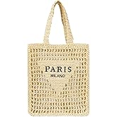 Straw Mesh Crochet Tote Bag for Women - Beach Bag with Woven Design