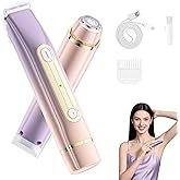 Lmpil Bikini Trimmer for Women, 2-in-1 Electric Razor with Dual Heads, Ceramic Blade, Waterproof & Rechargeable, Painless Pubic Hair Shaver for Bikini, Underarm, Legs, Face — PinkPurple