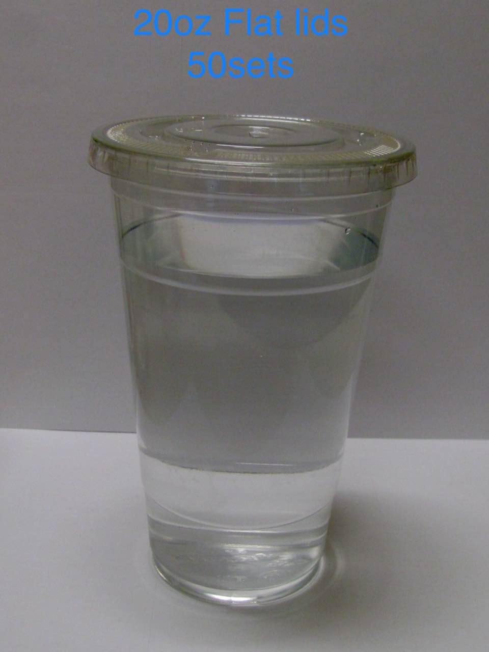 50sets 20oz. Plastic Ultra Clear Cups with flat lids is for cold drinks like iced coffee, Bubble Tea, Frozen Cocktails, water, Sosa and jucies
