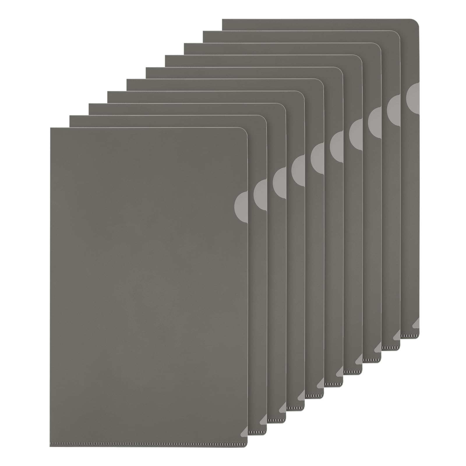 PATIKIL L Type Folders 10 Pack A4 Plastic File Project Pockets Clear Paper Document Jacket Sleeves for Office, Gray