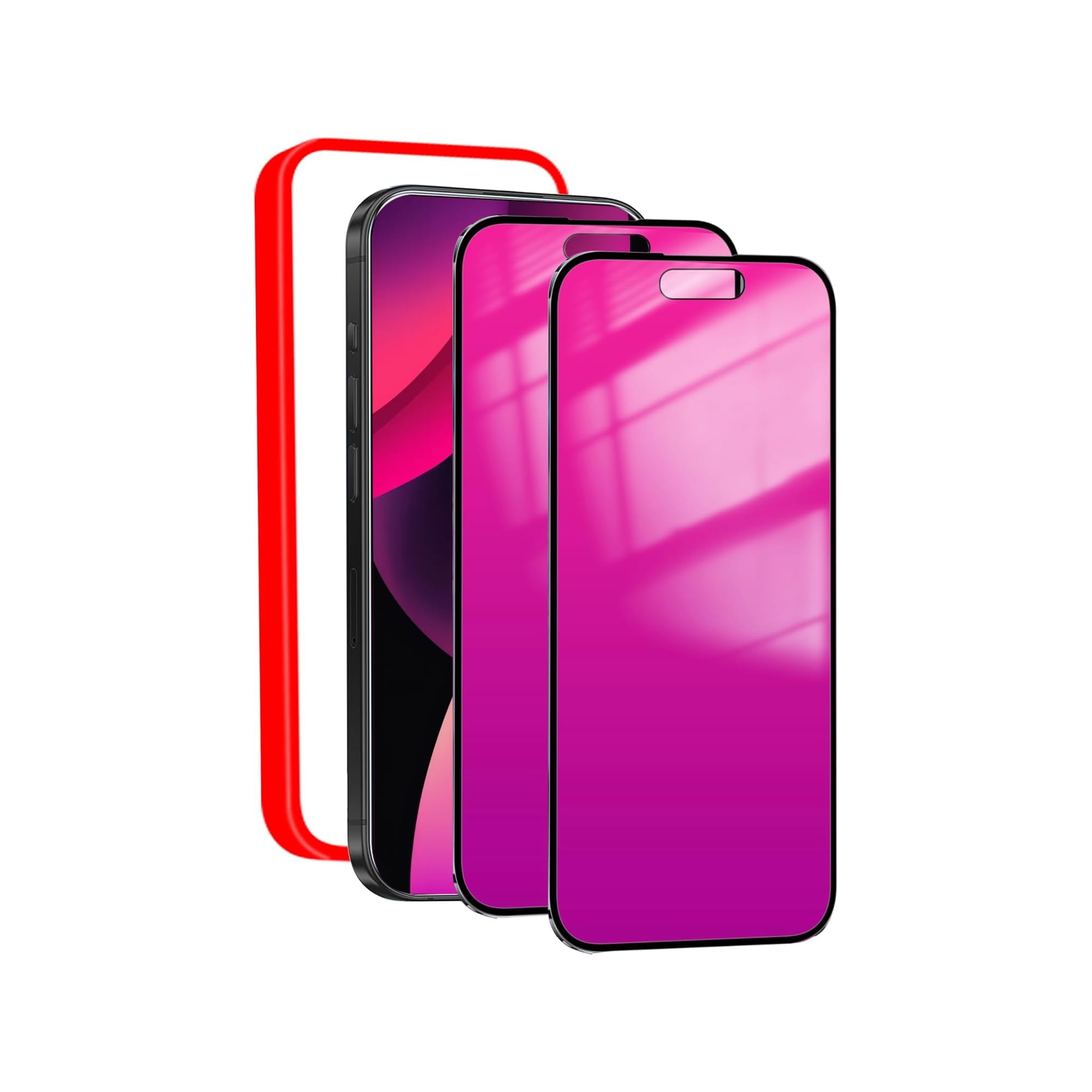 Heromiracle 2 Pack Privacy Screen Protector for iPhone 17 Air Anti-Spy Tempered Glass Gradient Colorful 17Air Mirror Effect Full Coverage Anti-Bluelight Anti-Bubble Alignment Frame 6.5 Inch (Pink)