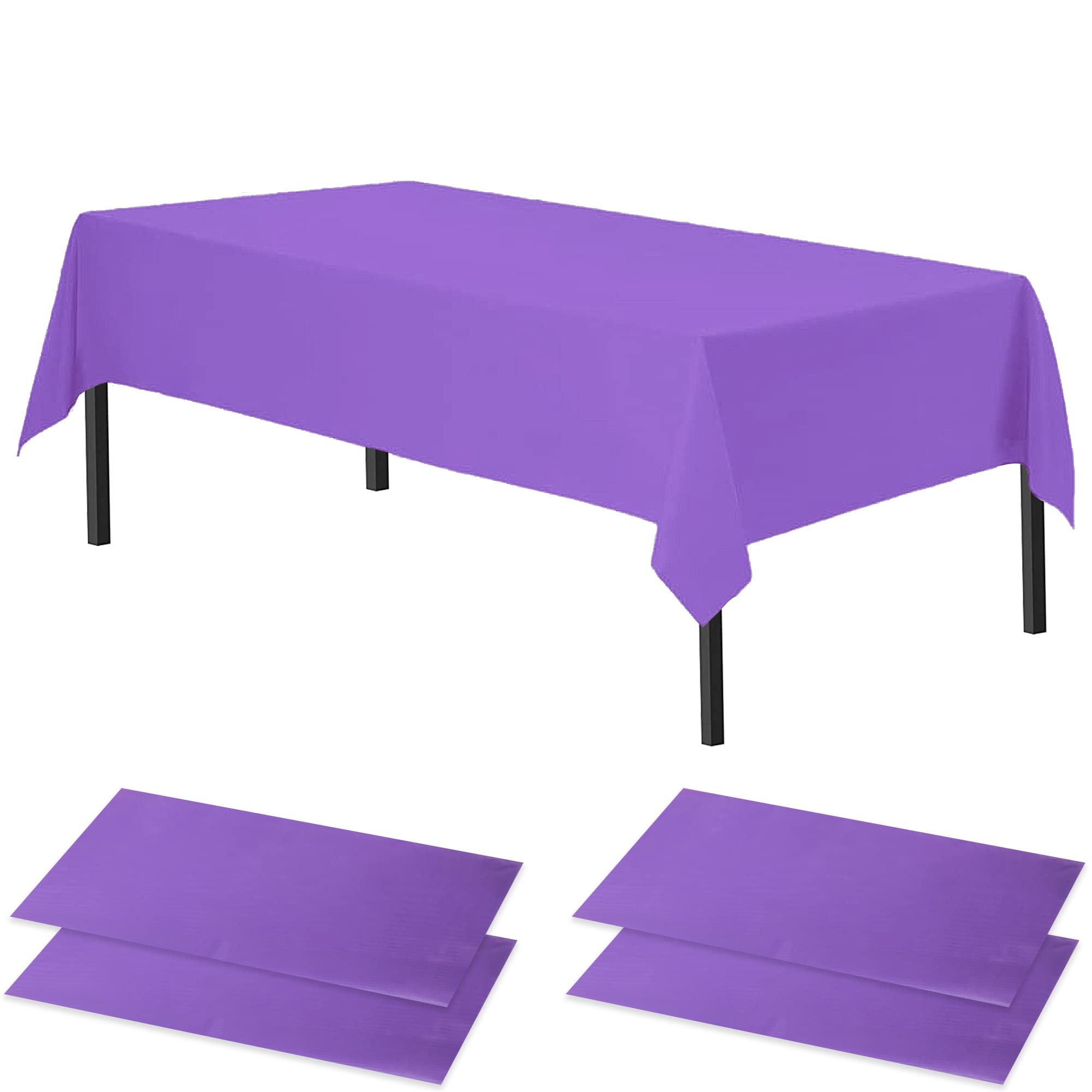 Time to Sparkle 2 Pack Plastic Tablecloths 54" x 108" Plastic Dining Table Cloth Premium Rectangle Table Cover for Parties Wedding Banquet etc Indoor Or Outdoor Purple