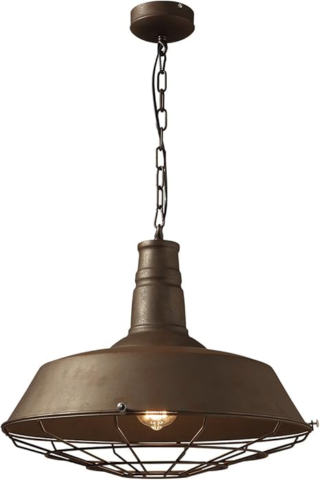 Glanzlight Gl 61010 Rustic Pendant Light Wire Cage Metal Round