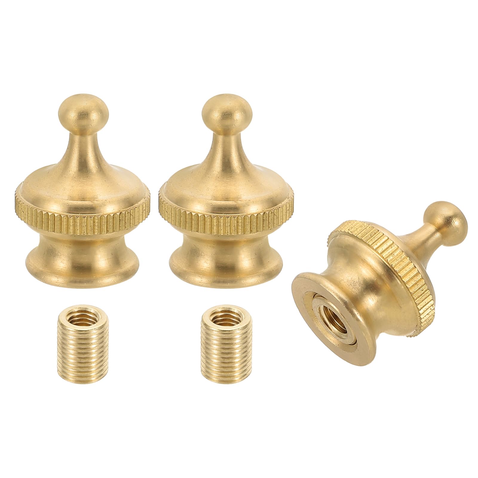 PATIKIL 20 x 27mm Lamp Finials Caps Knob, 3 Set Solid Brass Lamp Shade Top Decoration Screw Cap Nuts with Brass Reducing Adapter for Table Lamps Floor Lamps