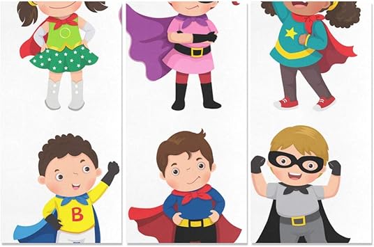 3 paneles baño pared arte superhéroe super niño niños niñas niña de