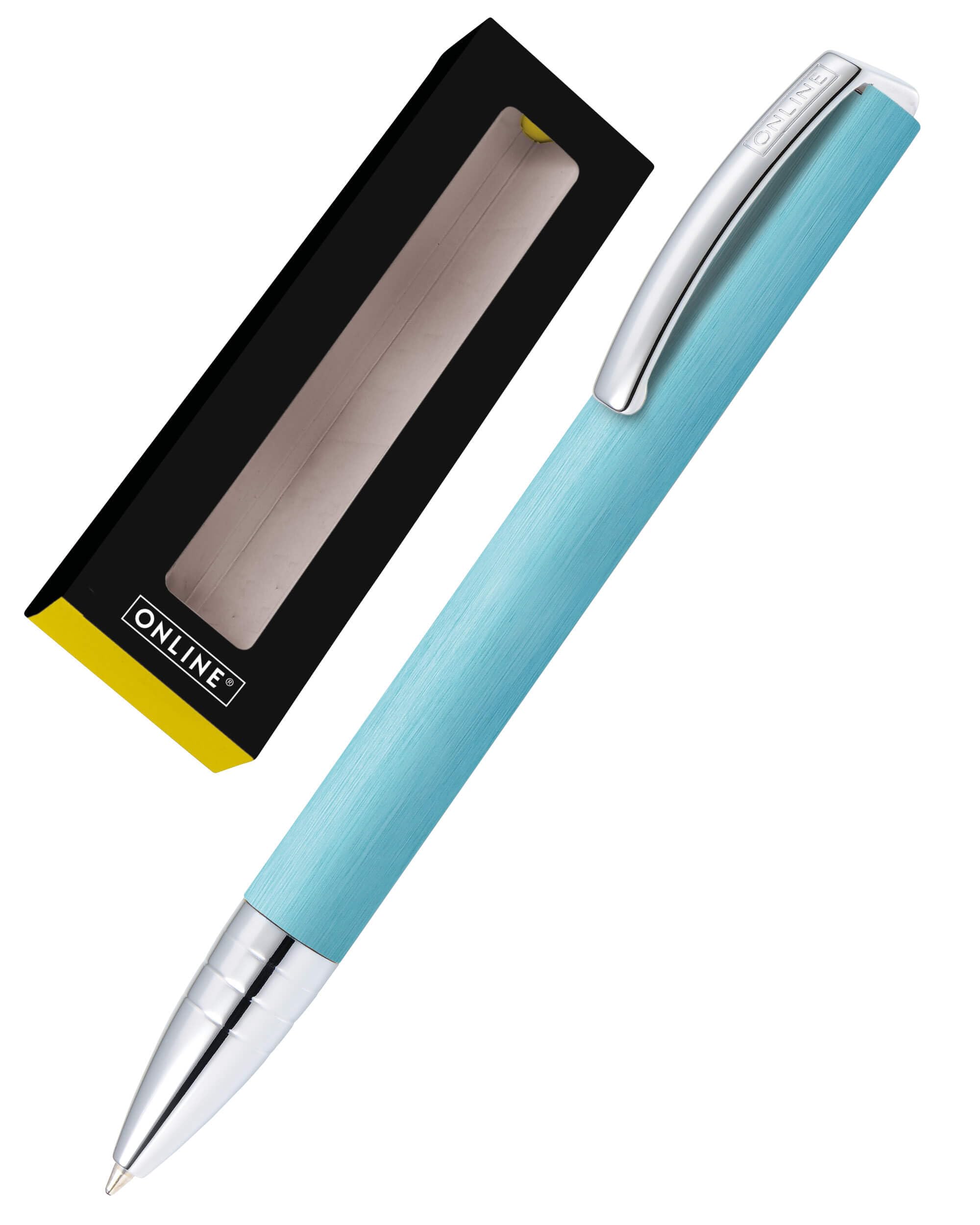 Ballpen Vision Turquoise | made of aluminum | with international king size refill | refillable | writing colour black | in gift box — image 1