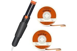 TOWOT Desolding Pump & 2PCS Desoldering Wick (Length: 1.5m; Width: 2.5mm) Used to Remove the Solder and Disassemble Electrical Components, No-Clean Solder Wick Braid