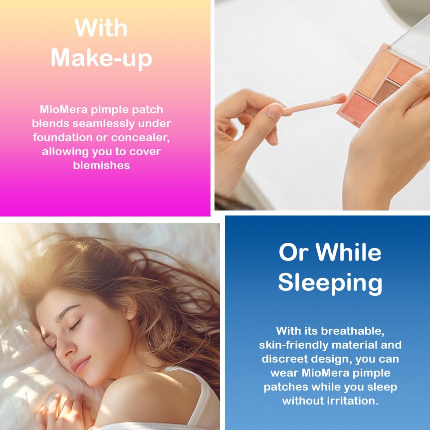 MioMera Pimple Patches, Invisible Pimple Patches for Face, Hydrocolloid Acne Patches, Zit Patches for All Skin Types, Easy Peel Acne Patch, Pimple Patch for Day and Night Use