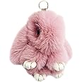 jtkdxqs Soft Cute Bunny Keychain Artificial Rabbit Fur Plush Fluffy Pom pom Key Ring for Women