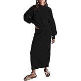 Pink Queen Women's 2 Piece Sweater Set Outfits Long Sleeve Oversized Top Bodycon Maxi Long Skirt Knit Dresses