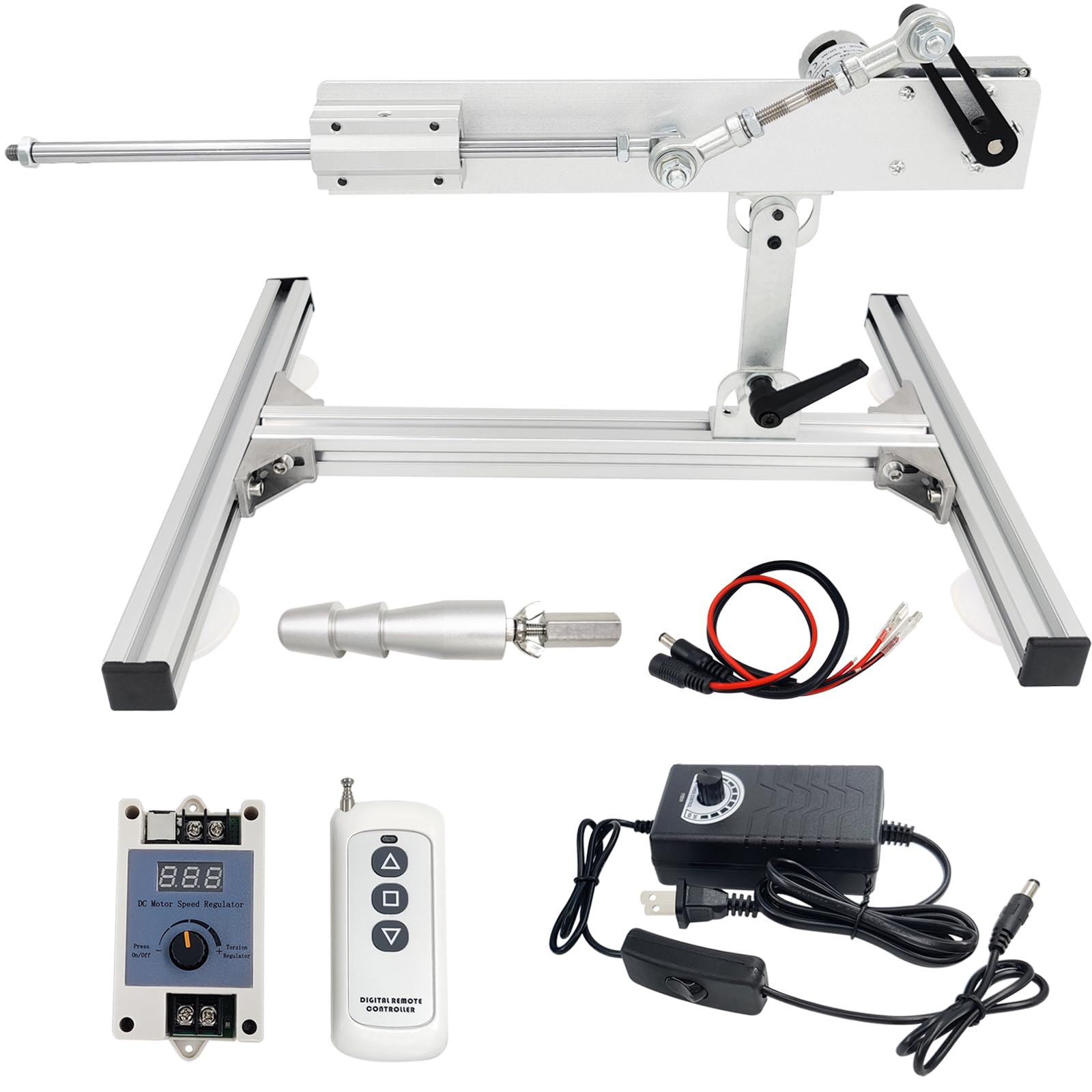Photo 1 of JQDML New Version DIY Reciprocating Cycle Linear Actuator Motor 24V,Stroke 1.18-6 inch,No Load Speed 25-120rpm Torque 3-40lbs,with Stand Kit,Speed Controller,Remote Controller