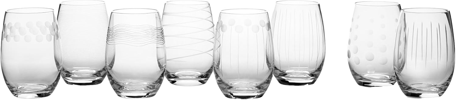 Mikasa Cheers Stemless Wine Glass, 17-Ounce, Set of 8