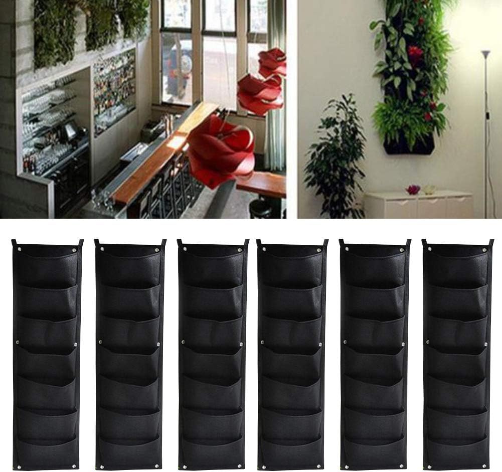 Centraliain Plants Grow Bag, 7 Pockets Garden Vertical Wall Hanging Vegetable Plant Grow Storage Bag Pouch Black
