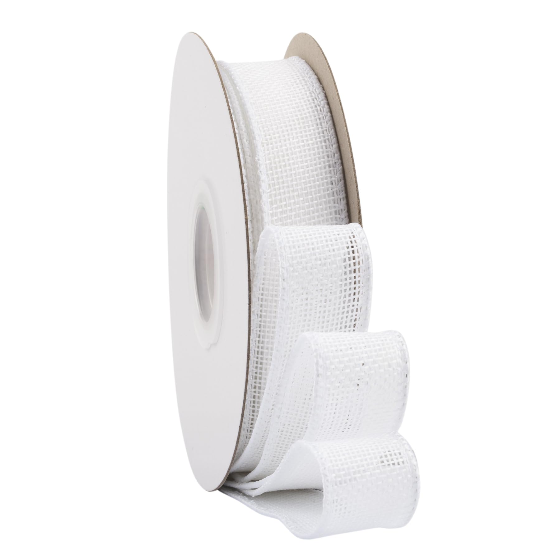 Ribbonitlux White Burlap Wired Ribbon, 25mm x 18 Meters, Wired Edge Burlap Ribbon for Gift Wrapping, Big Bow, Wreath, and Christmas Tree Decoration