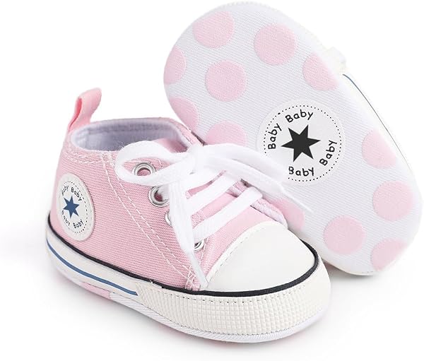 KKIIDDSS Unisex Baby Girls Boys Canvas High-top Shoes, Newborn Infant Anti-Slip Soft Sole Frist Walking Breathable Sneakers