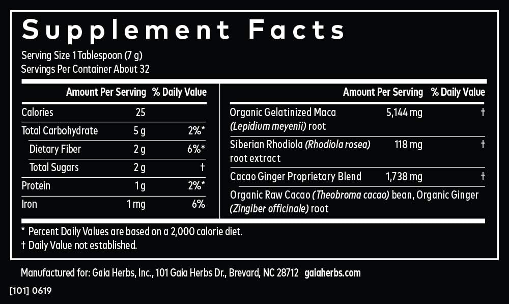Gaia Herbs Maca Boost Supplement, Cacao Ginger, 8 Ounce - Energy & Stamina, Aids Recovery, Vegan, Gluten Free: Health & Personal Care
