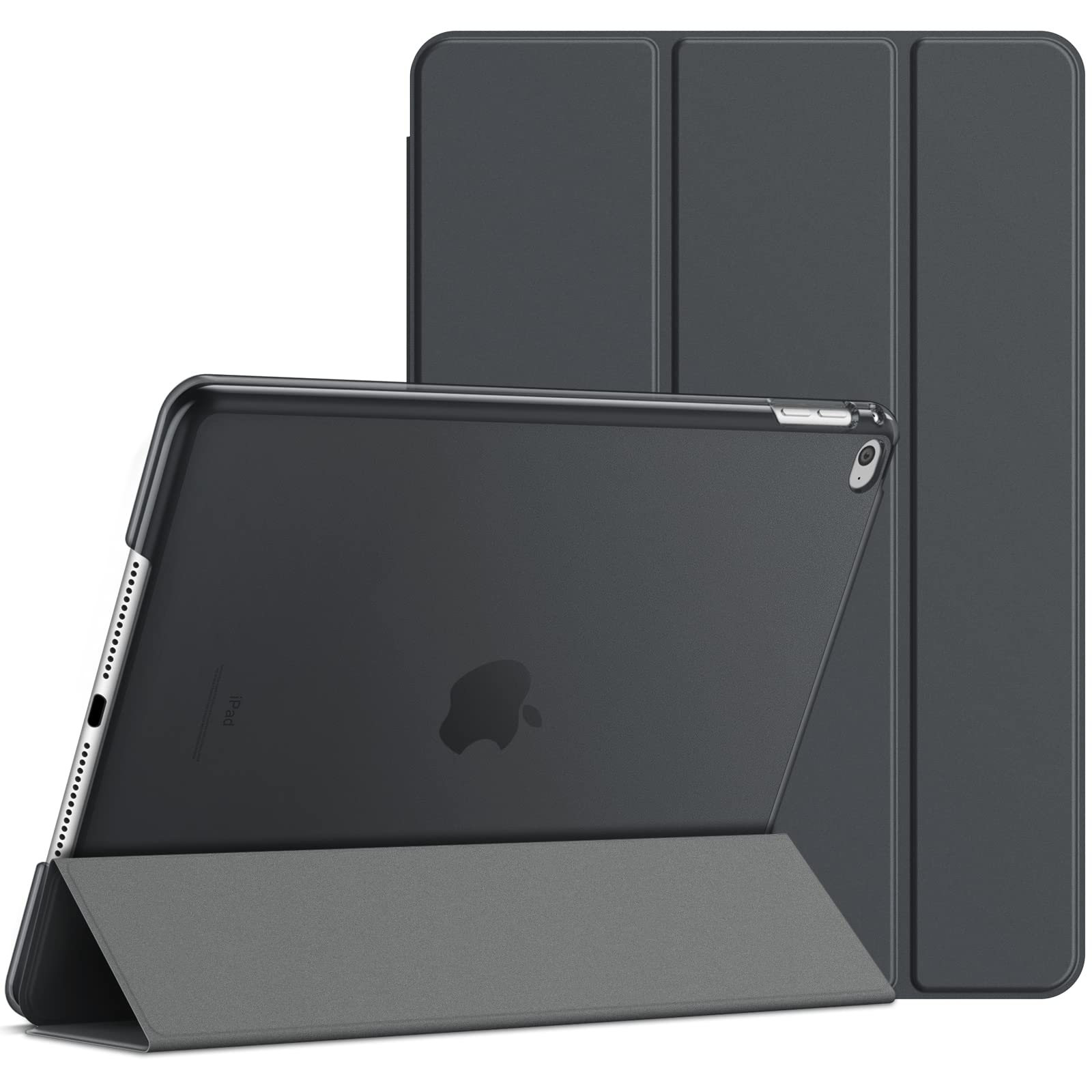 JETech Case for iPad Air 2 (Not for iPad Air 1st Edition), Smart Cover Auto Wake/Sleep (Dark Grey) — image 1