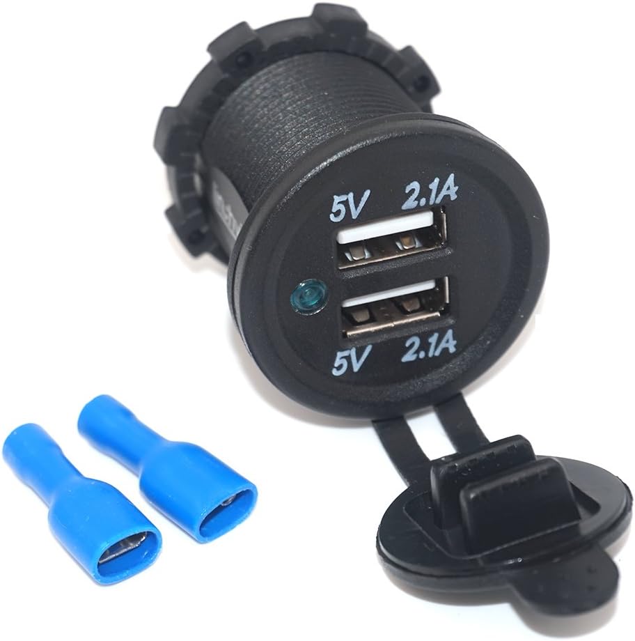 Linchview USB socket 2 port built-in car RV Boots Motorcycle USB plug 5V 4.2A charger adapter 12V / 24V car kits for Navi, mobile phone, GPS with dust cover / waterproof cover