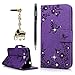 Galaxy J3 Case, Galaxy Express Prime Case, Amp Prime Case, YOKIRIN Luxury 3D Handmade Bling Crystal Rhinestone Embossed Butterfly PU Leather Folio Flip Stand Credit Card ID Holders Wallet Cover