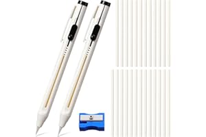 Motiskyy 28 Pcs Chalk Pencil Refillable Cartridge Set, Sewing Chalk Pen and White Refill Tailors Pencil for Marking Fabric Patterns