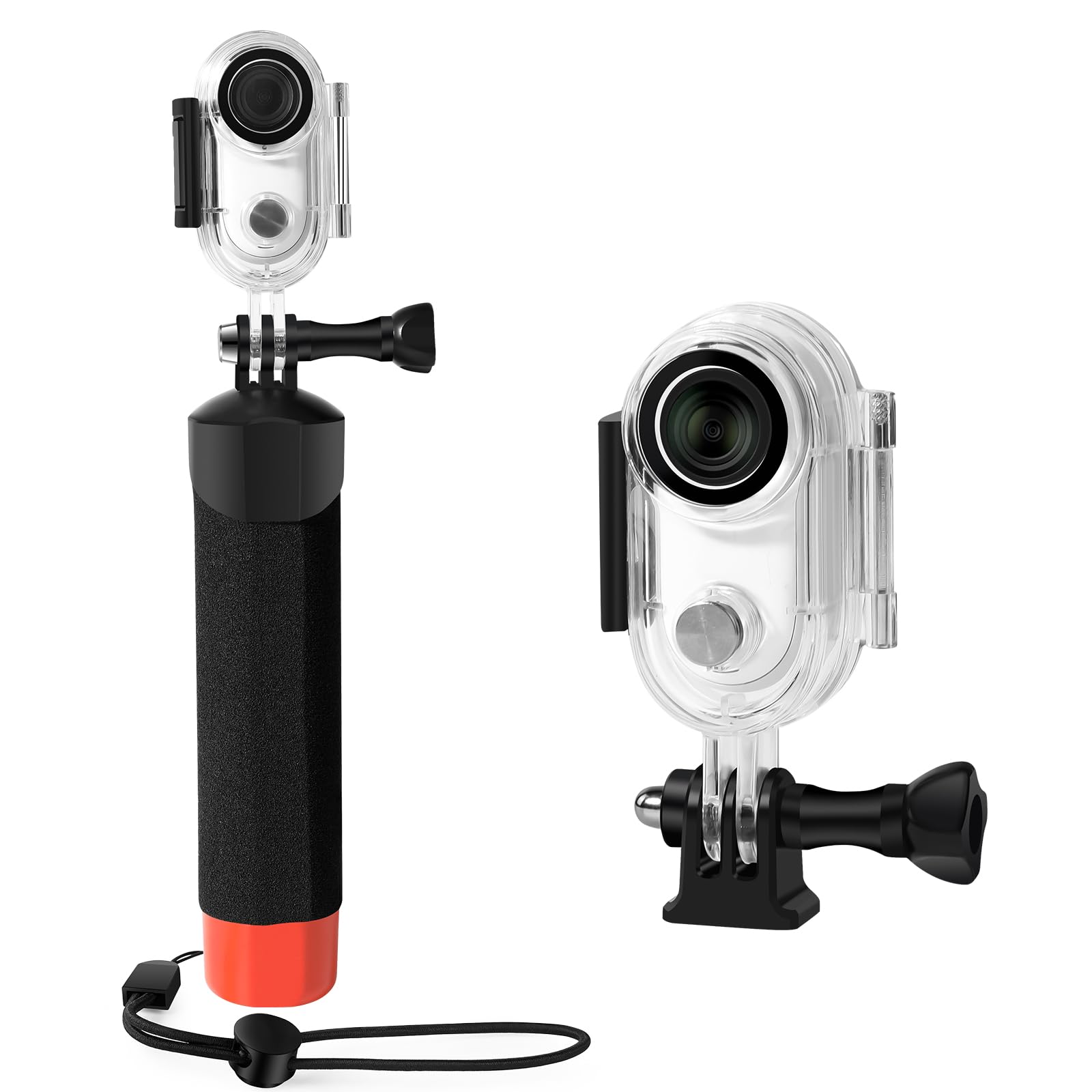 LEWOTE Waterproof Case&Floating Hand Grip Compatible with Insta360 GO 3 Lens, Protective Underwater Dive Housing Shell with Bracket Accessories for Insta360 GO 3
