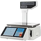 Label Printing Scale, Commercial Food Scale with Label and Receipt Printer, Electronic Weight Scale for Retail Store & Supermarket, Dual LCD Displays, 66LB/30KG Capacity