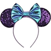 FANYITY Mouse Ears, Sequin Mouse Ears Headband for Girls Women Halloween Birthday Party (Purple)