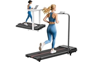 Walking Pad with Handle Bar and Incline, 3.0HP Portable Small Treadmills with Handles for Home Small...