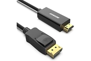 AVACON 4K DisplayPort to HDMI 6 Feet Gold-Plated Cable, Uni-Directional DP 1.2 Computer to HDMI 1.4 Screen DisplayPort to HDMI Adapter Male to Male Black