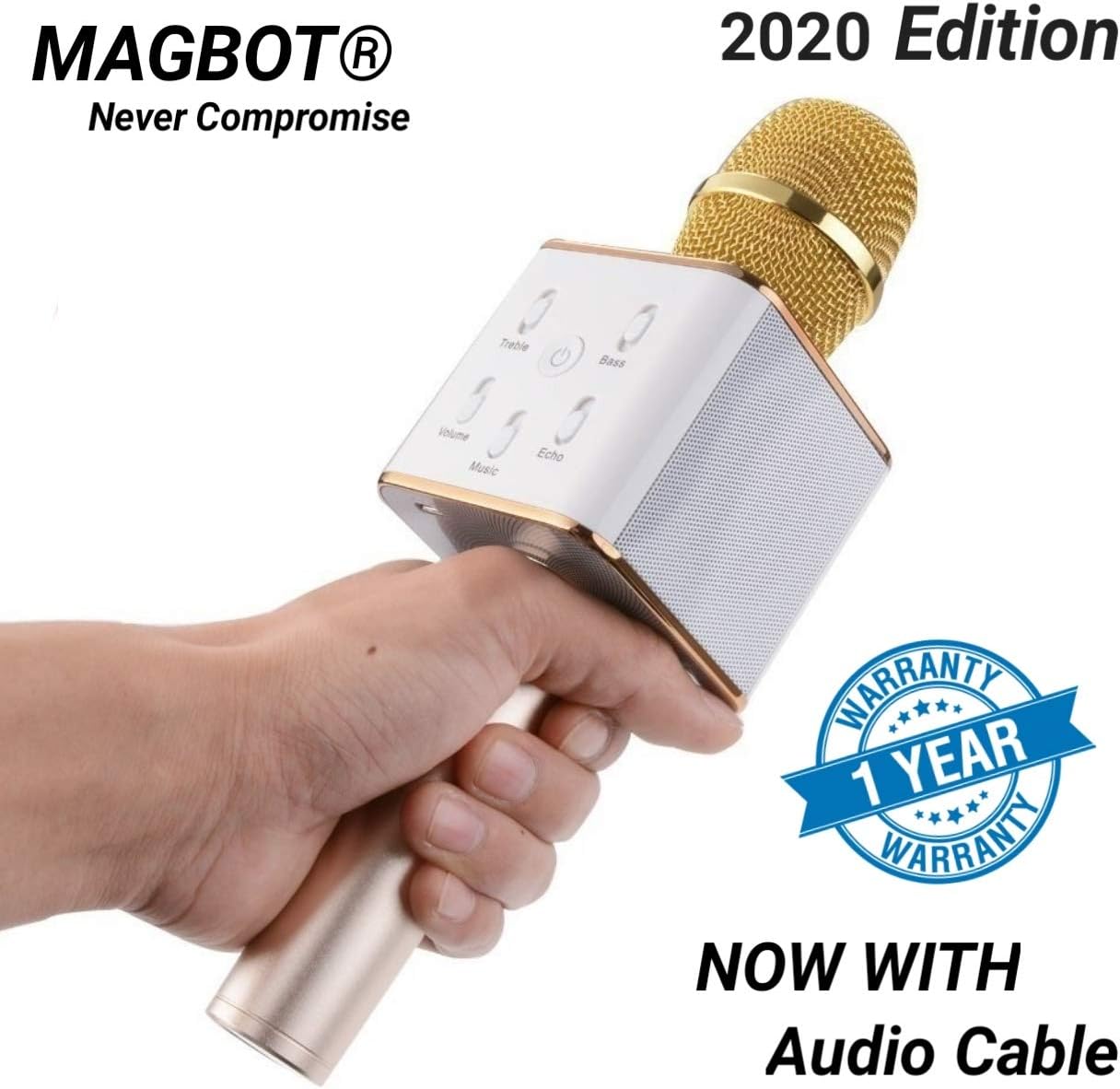 MAGBOT Handheld Wireless Microphone with Audio Recording Bluetooth Speaker and Karaoke Feature for All Tablets PCs iOS Android Smartphones (Random Colour, Advance WS-858)