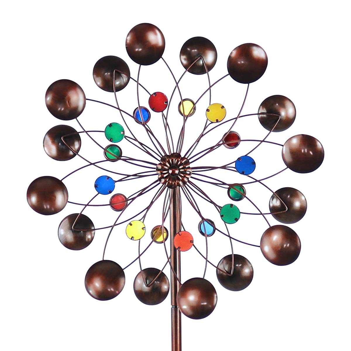 hourflik 3D Kinetic Wind Spinners with Stable Stake Metal Garden Spinner with Reflective Painting Unique Lawn Ornament Wind Mill for Outdoor Yard Lawn Garden Decorations