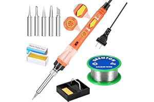 Soldering Kit, Soldering Iron Kit 60w Adjustable Temperature(200-450℃), Fer A Souder with On/Off Switch, Electronics Kit 5 in