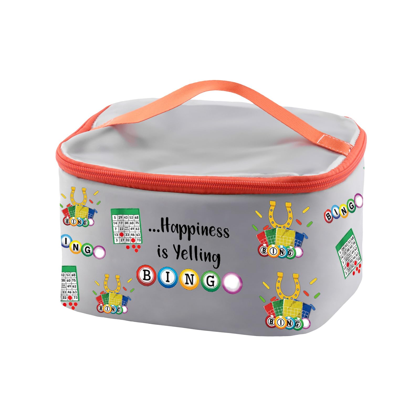 PXTIDY Bingo Gambler Cosmetic Case Bingo Lover Gifts Happiness is Yelling Bingo Gambling Travel Bag Lucky Bingo Game Gift for Bingo Lover Bingo Mom Survival Kit (Grey LT)