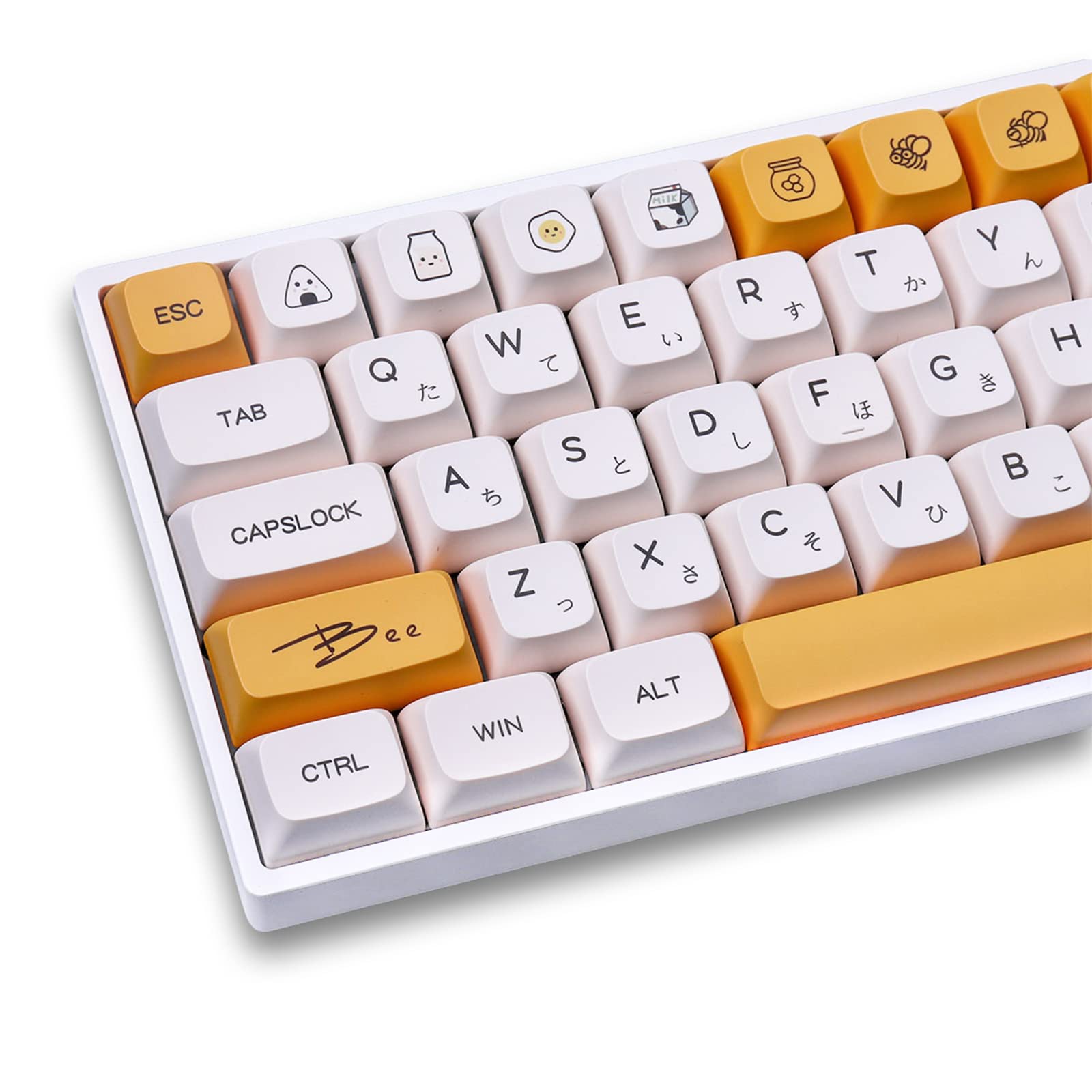 PBT Keycaps 137 Keys XDA Profile DYE-SUB Personalized White Yellow Honey Milk Japanese Keycap Suitable for Mechanical Gaming Keyboard (Japanese)