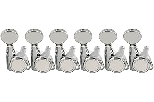Musiclily Pro 6-in-line 18:1 Ratio Full Sealed Locking Machine Heads Tuners Tuning Pegs Keys with Vintage Oval Button 45 Degr